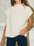 Mock neck ribbed top