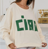 ‘Ciao’ raw edge long sleeve shirt