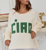 ‘Ciao’ raw edge long sleeve shirt