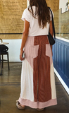Rib textured rose pants