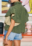 Floral print flutter sleeve shirt