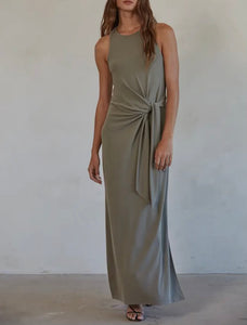 Waist Side Tie Knot Sleeveless Maxi Dress