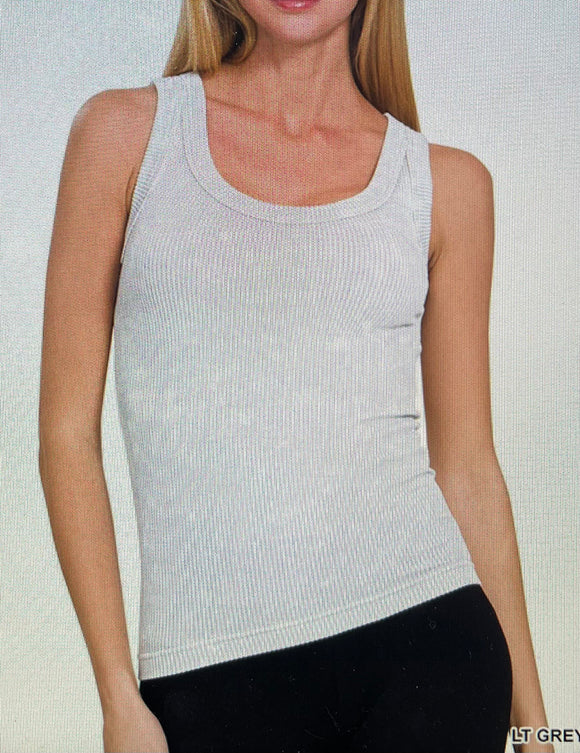 Two Way Neckline Washed Ribbed Cropped Tank