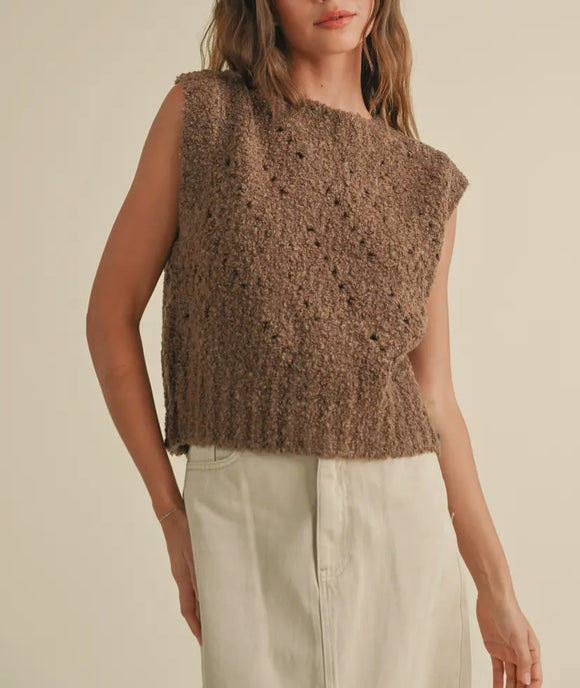 Knitted Vest with Curly Threads