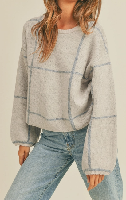 Grid Pattern Sweater Top