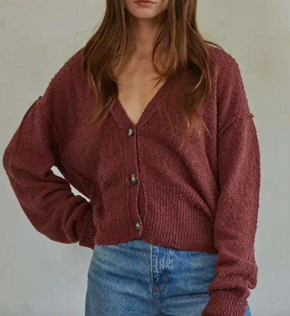 Plum Knit Sweater Button Down
