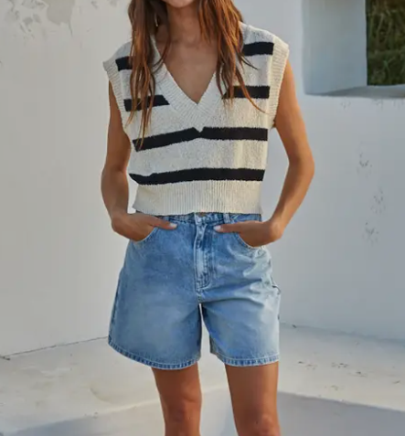 Knit Sweater V Neck Vest Top